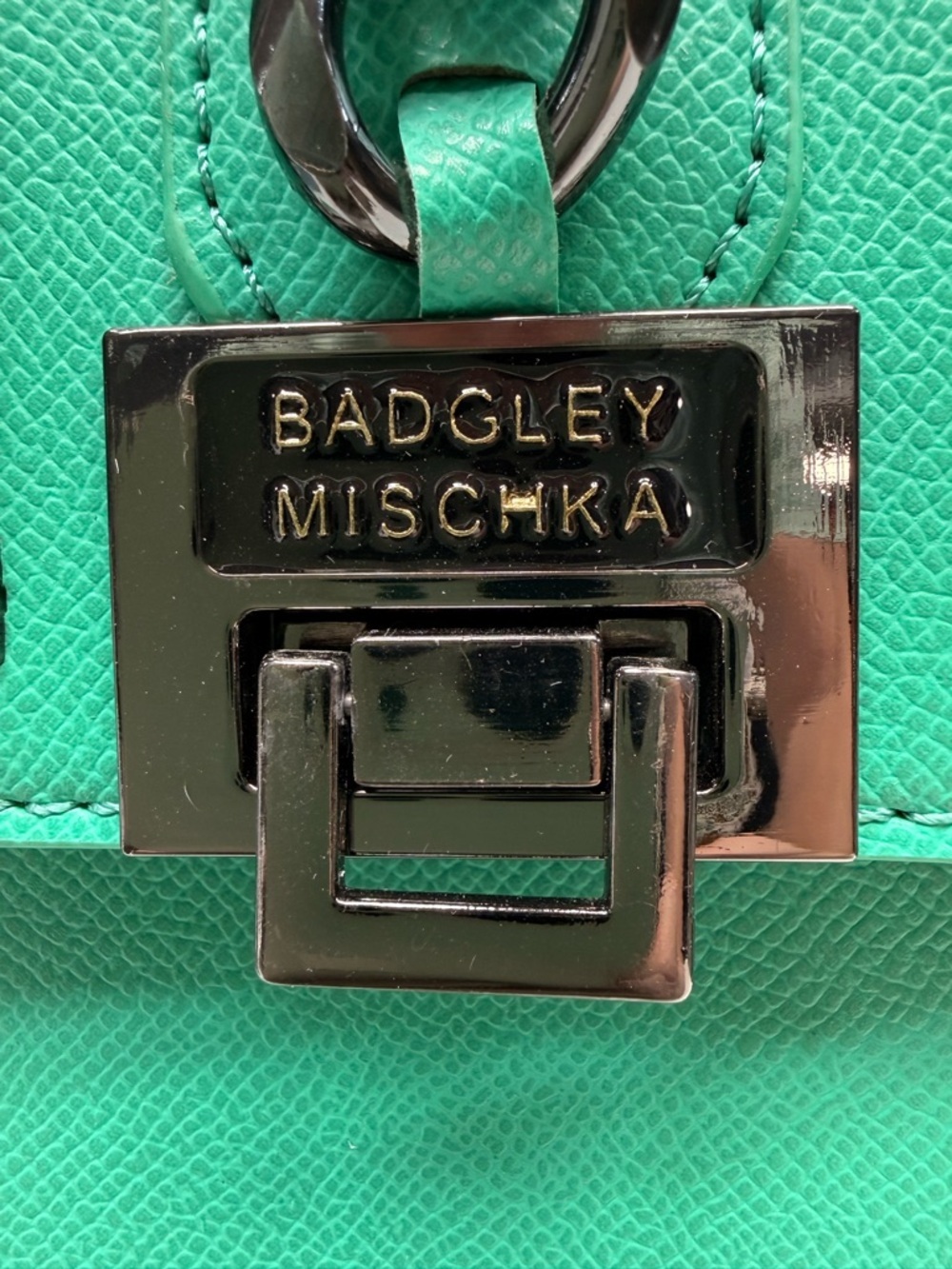 Badgley Mischka Mint Green Vegan Leather Studded Top-Handle Satchel NWT - Picture 3 of 6